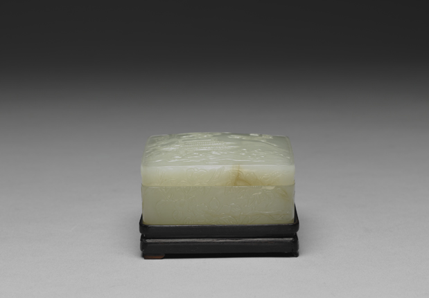 明 子岡款白玉「海屋添籌」方盒